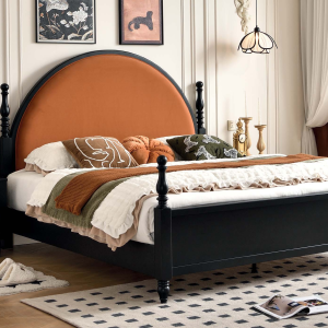 Custom Classic Solid Wood Headboard Bed with Upholstery – Bulk Order for Hotel Chain Furnishing