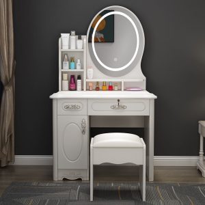 Dressing Table - LED-Lit Wooden Vanity Set with Storage (801/802/803 Series, 80/70cm Sizes)
