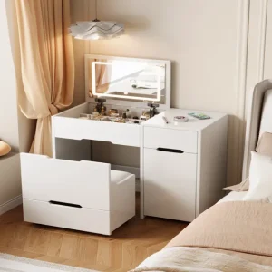 Modern Laminated Dressing Table with Side Cabinet | Wholesale Furniture Manufacturer