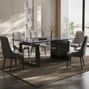 Dining Table - Sintered Stone Top Dining Set with Metal Legs (1.4/1.6/1.8m)